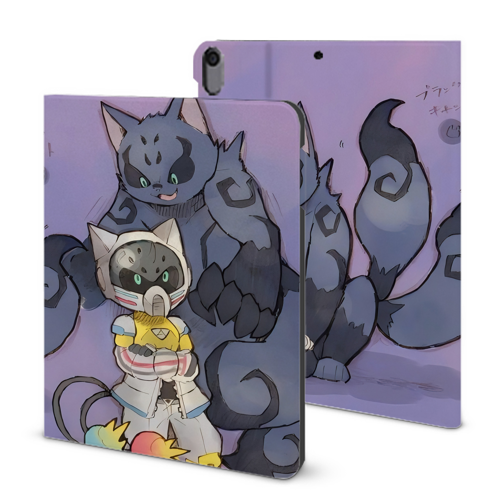（画像用） 妖怪ウォッチ Yo-kai Watch IPad ケース ブック型 PUレザー TPU 耐衝撃 軽量 薄型 ペン収納なし 全面保護 IPad 各モデル対応